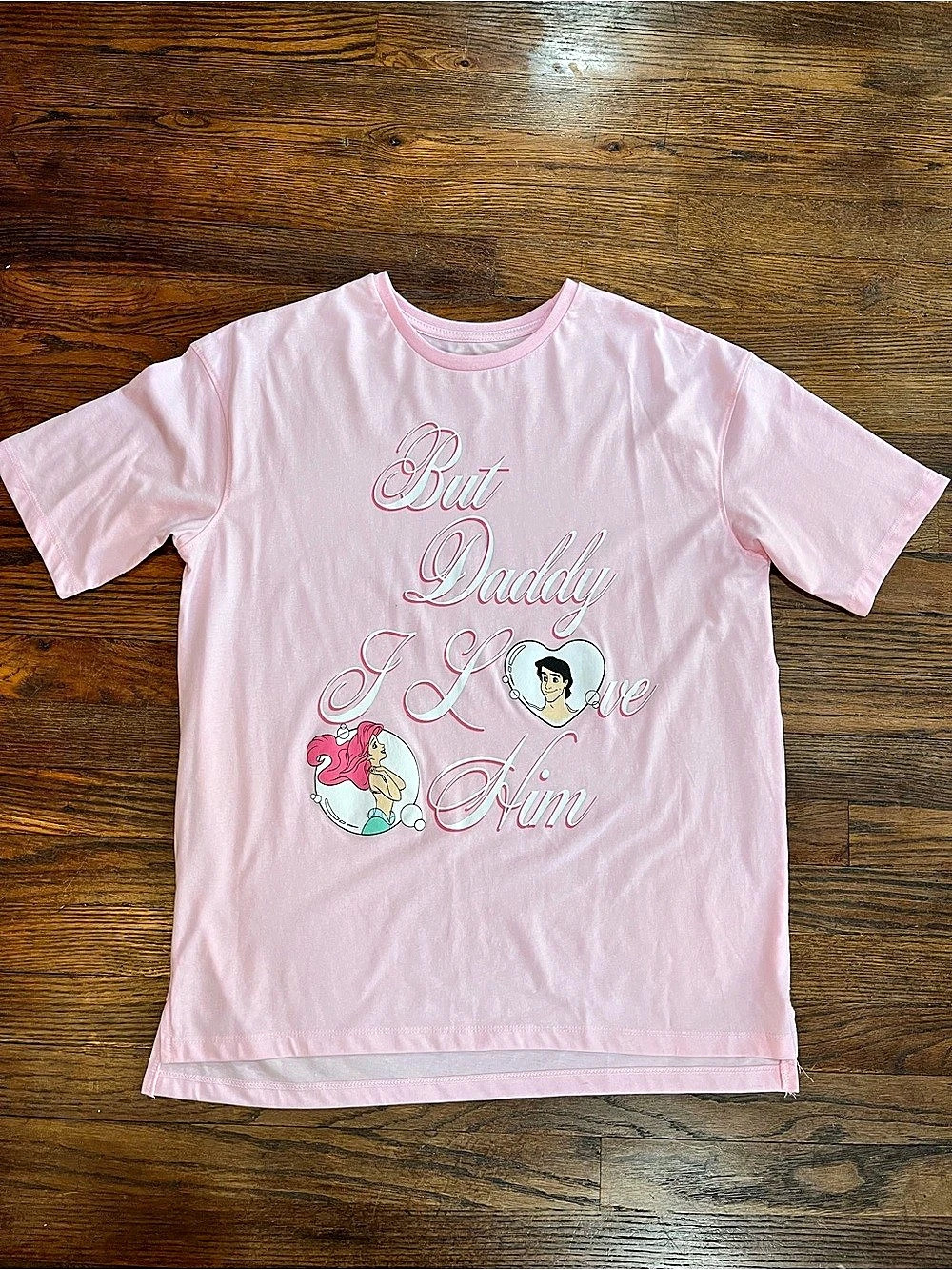 Disney Princess Ariel But Daddy I Love Him T-Shirt Women S Graphic Pink Tee NEW